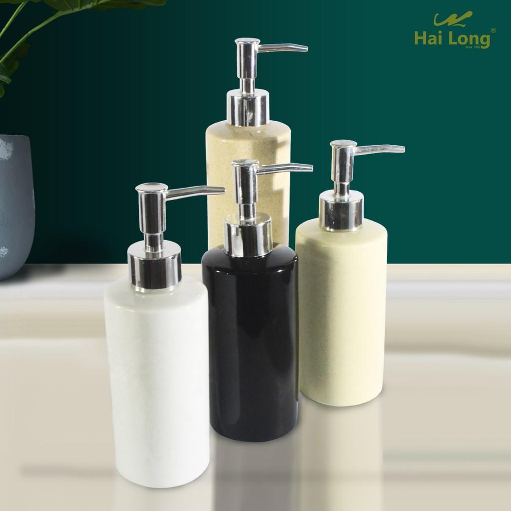 Bình đựng nước rửa tay, sữa tắm, dầu gội 330 ml dáng trụ bằng sứ (Nhiều màu