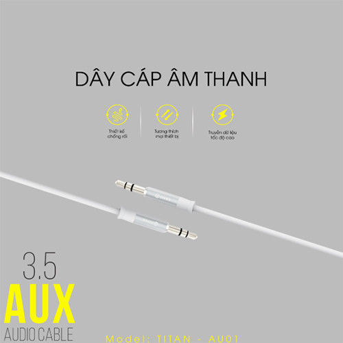 Cáp Âm Thanh AUX 2 Đầu 3.5mm TIITAN - AU01 - HÀNG CHÍNH HÃNG