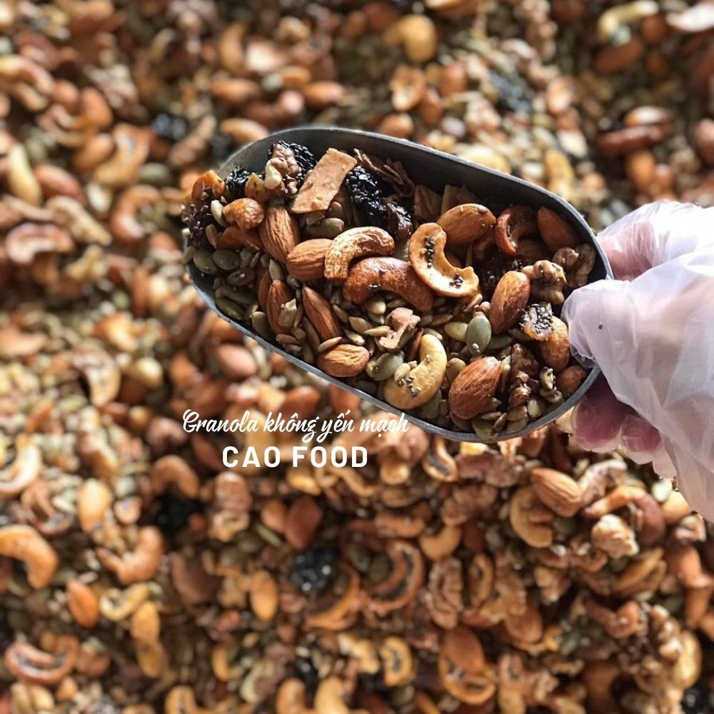 Granola siêu hạt không yến mạch nướng mật ong CAO Food từ hạt dinh dưỡng cao cấp 100% không đường