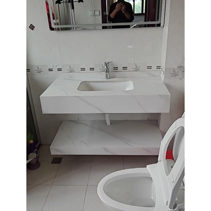 TỦ LAVABO MẶT ĐÁ CÓ VÂN + GƯƠNG LED