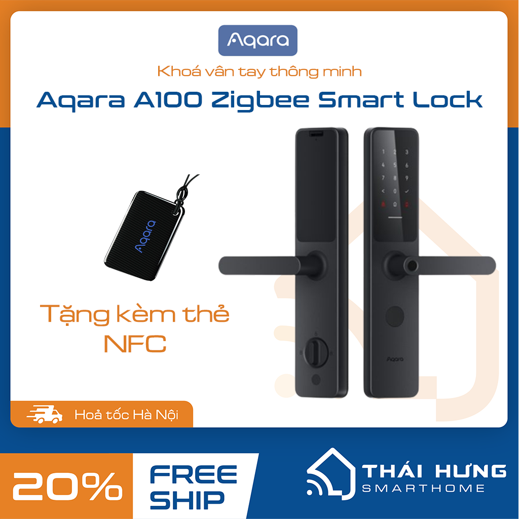 Khóa thông minh cao cấp Aqara A100 Zigbee mở khóa 9 cách-Tặng kèm thẻ NFC