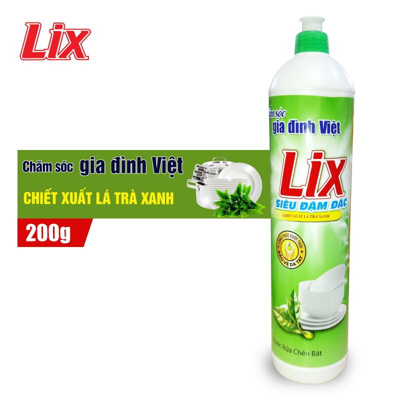 Nước rửa chén Lix siêu đậm đặc hương trà xanh 200g TX20T