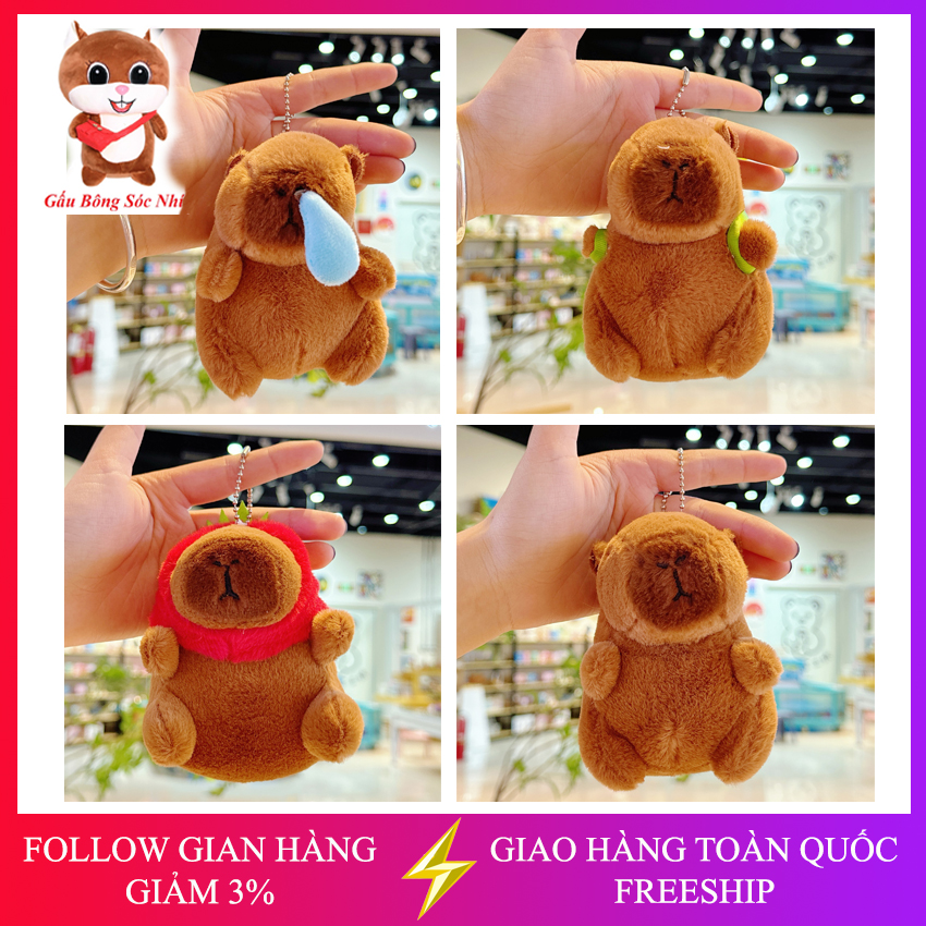 Móc khóa gấu bông Capybara treo balo túi xách cực xinh