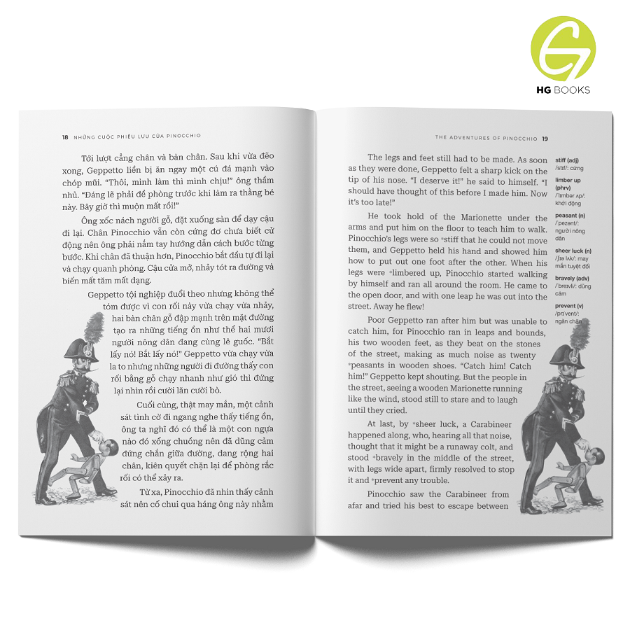 Pinocchio - Cậu bé người gỗ bản Song ngữ Việt - Anh (kèm audio + note từ vựng)