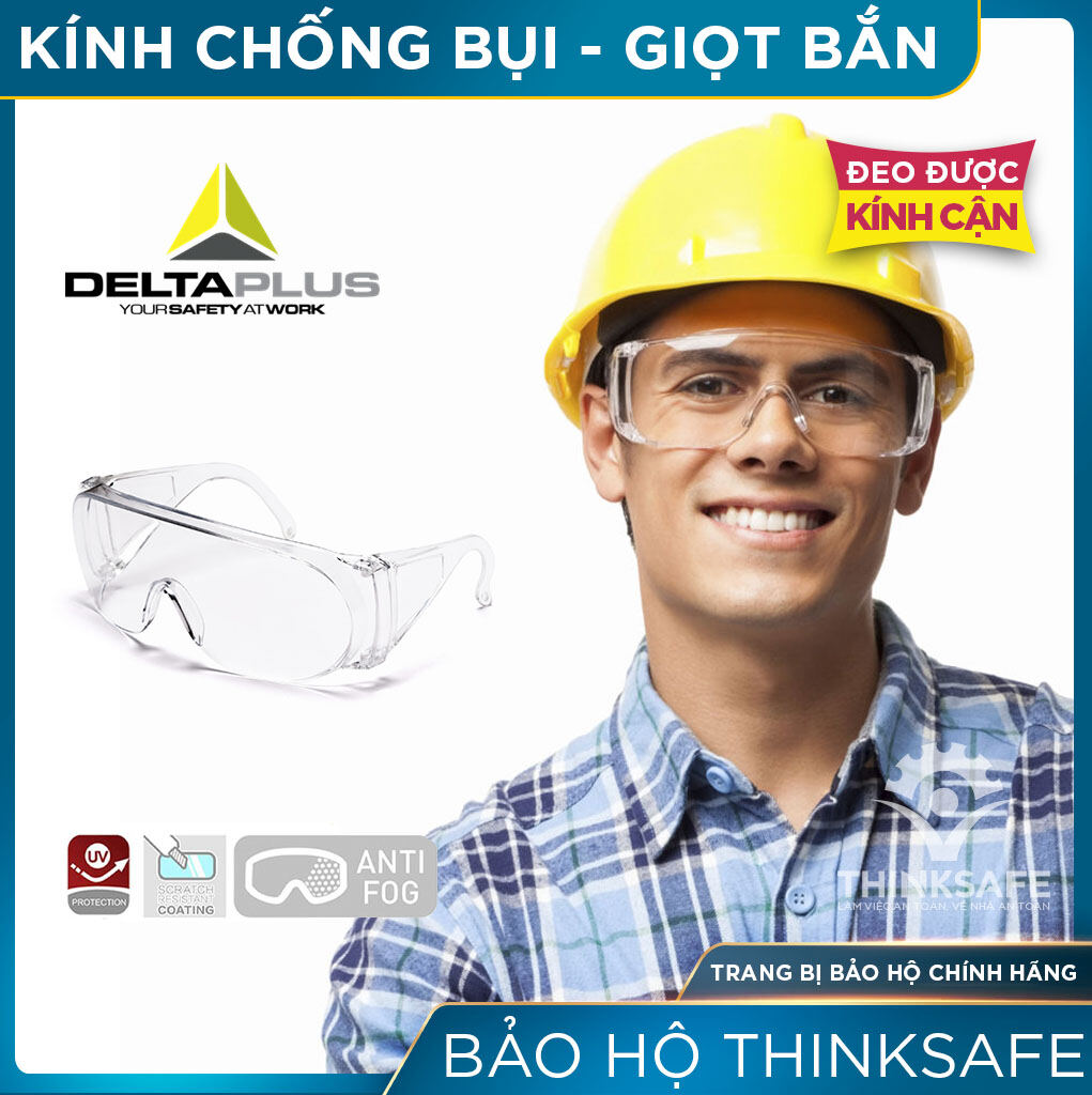 Kính bảo hộ Deltaplus Piton2 Kính chống bụi, chống tia UV, đeo cùng kính cận, chống đọng hơi sương, Safety Glasses Piton 2 Clear