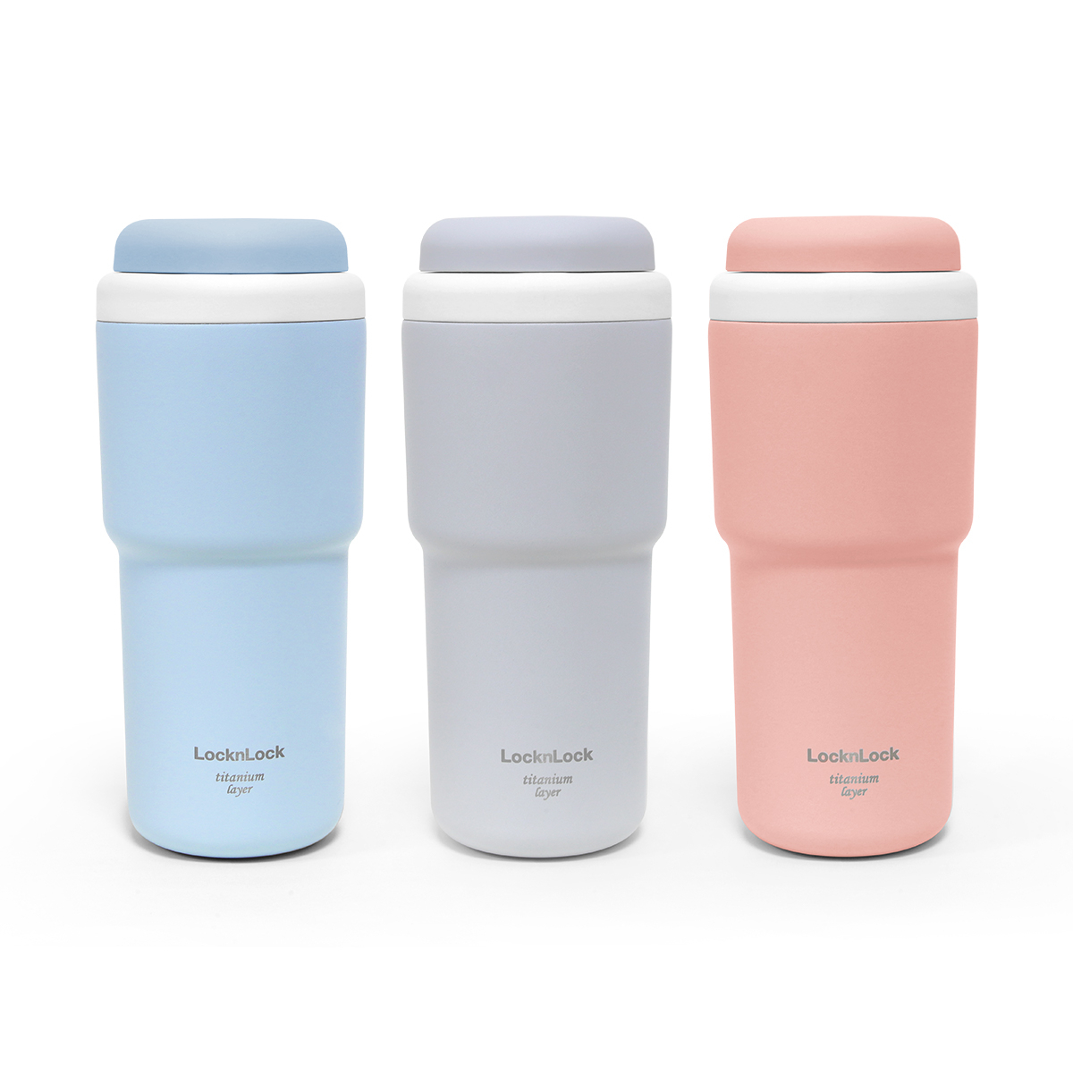 Ly giữ nhiệt LocknLock 480ml Macaron First Tumbler Titan màu xám LHC3291GRY, Hàng chính hãng, thép không gỉ 304 mạ titan, mở 1 chạm - JoyMall