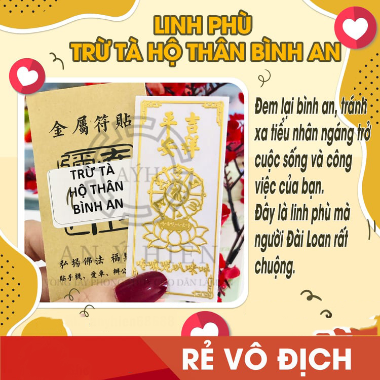 Linh phù TRÀ TÀ HỘ THÂN BÌNH AN. Đem lại bình an tránh xa tiểu nhân ngáng trở cuộc sống và công việc. Để bóp ví, làm miếng dán điện thoại, máy tính, laptop, xe hơi