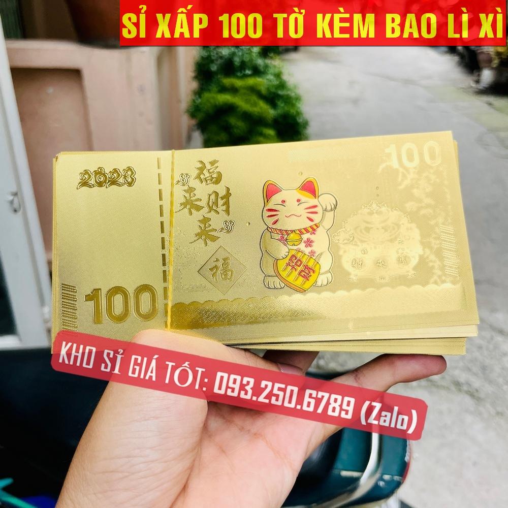 Tiền 100 Macao Hình Con Mèo Vàng 2023 lưu niệm bằng plastic - MẪU 1