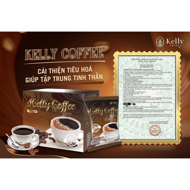 Kelly Detox Coffee (15 gói) - Cà Phê Hòa Tan Thơm Ngon Hỗ Trợ Giảm Cân Nhanh Mẫu Mới 2023 , Lấy Lại Vóc Dáng Thon Thả 