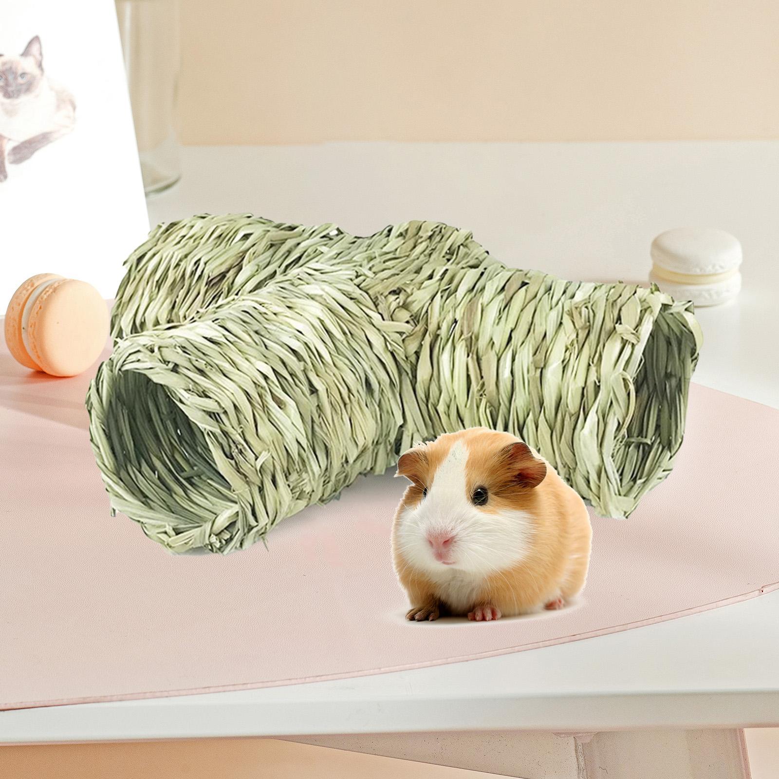 Hamster Grass Tunnel Interactive Toy Hay Bed Cage Cottage Hut Rabbit Tunnel Tube for Hamster Rat Squirrels Ferret
