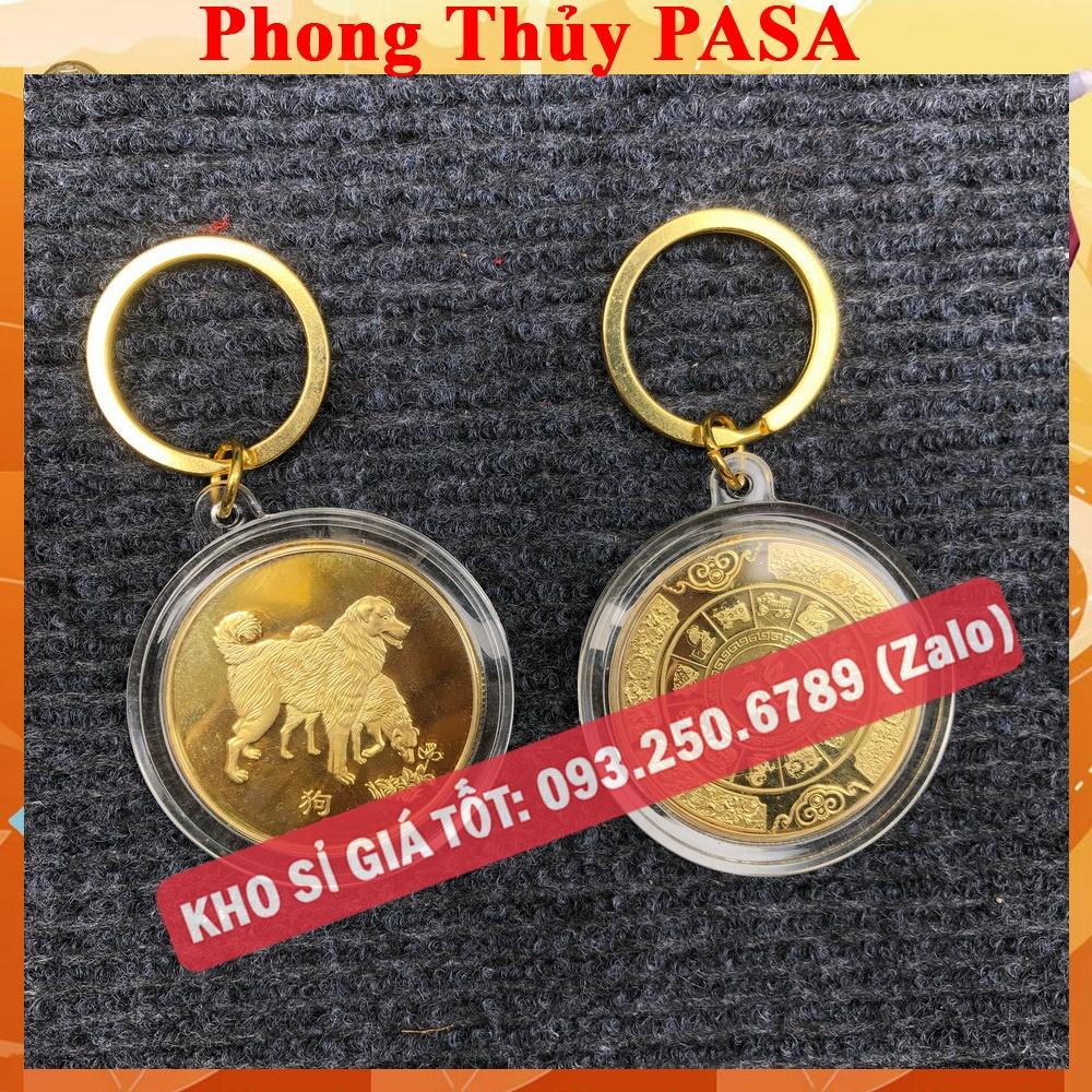 Móc Khóa 12 Con Giáp CON CHÓ - TUẤT Đồng Xu Phong Thủy May Mắn - Ecoins