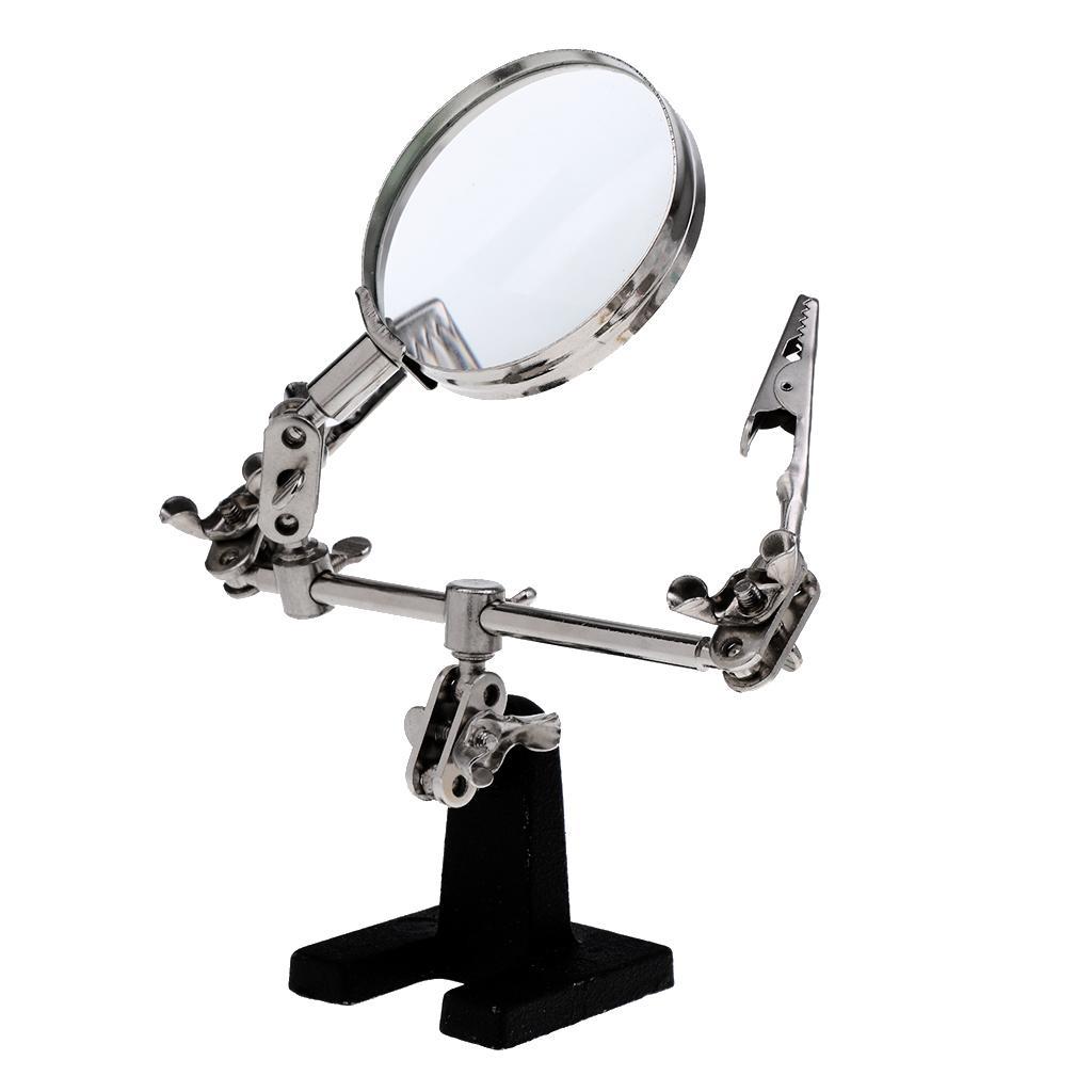 2.5X Magnifying Glass Helping Hand Magnifier Alligator Clamp Soldering Stand