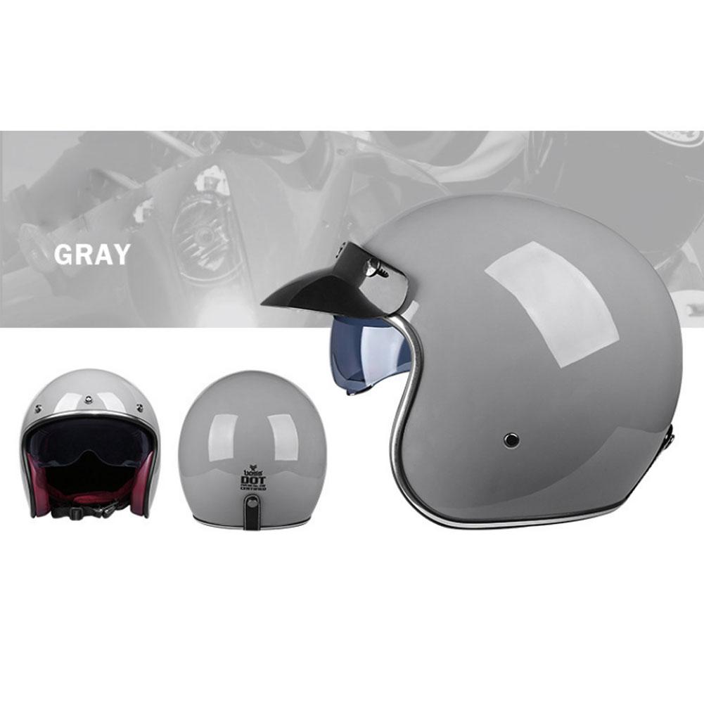 Retro Motorcycle Helmet 3/4 Open Face Dual Lens Electric Bicycle Helmet Summer Motorbike Helmet