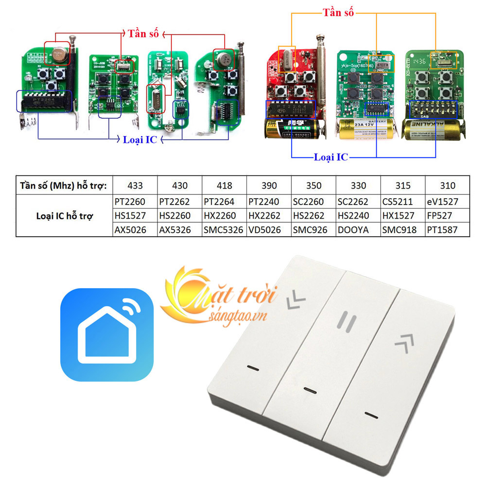 Bộ phát sóng điều khiển cửa cuốn bằng điện thoại Wifi Smart-Life