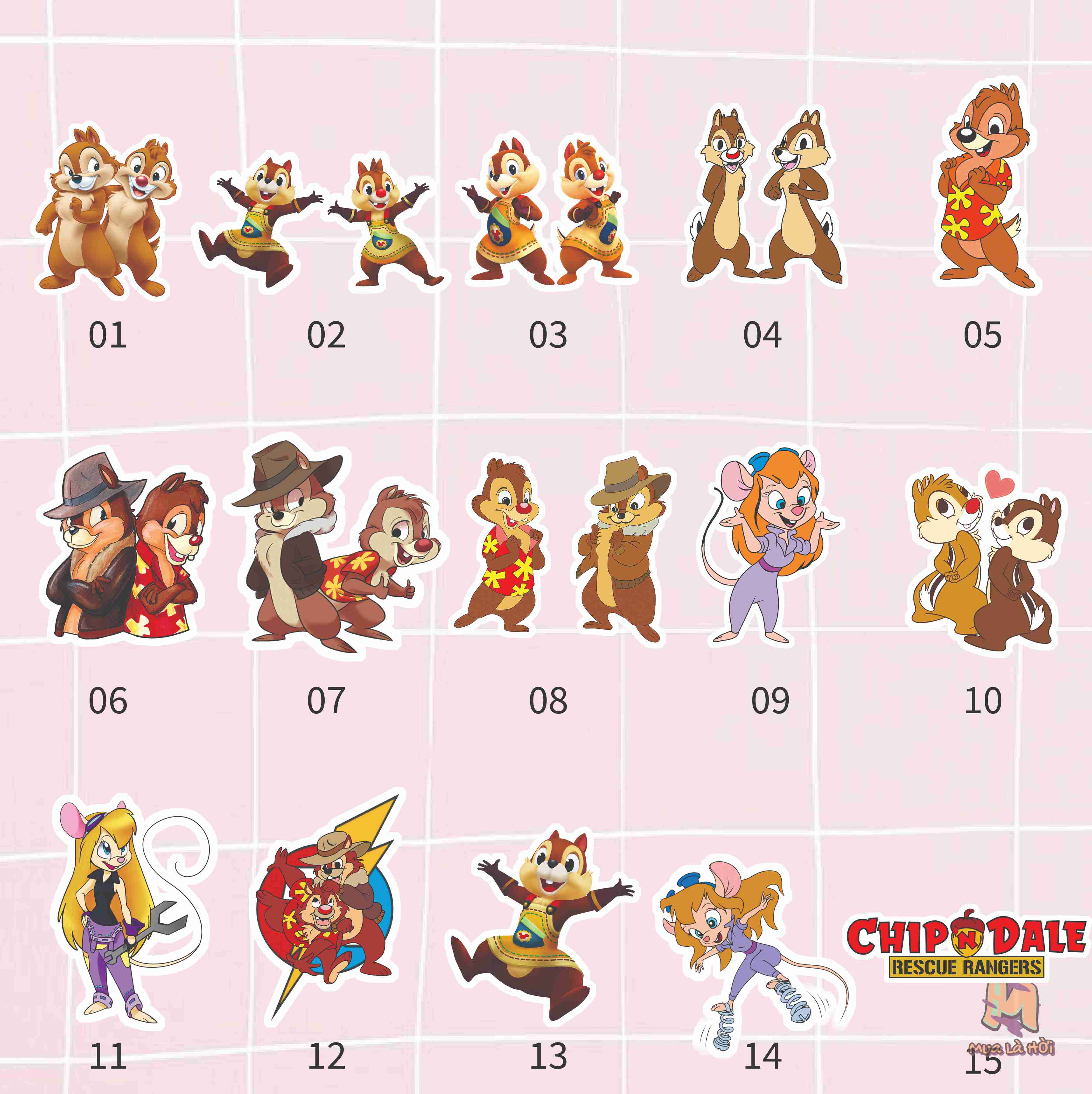 Miếng dán Stickers chủ đề Chip and Dale