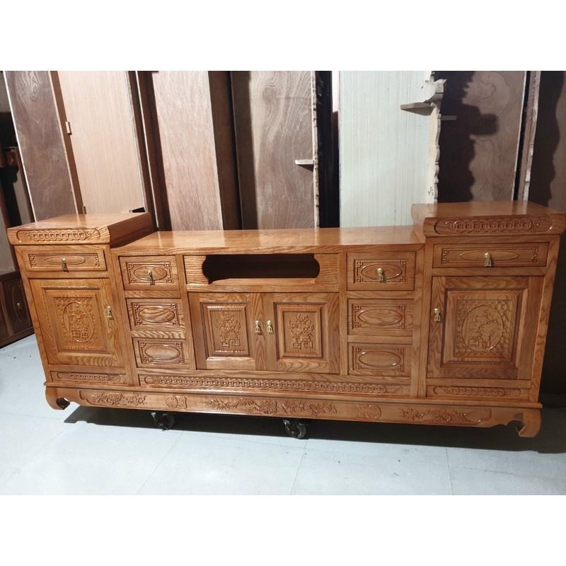 Kệ ti vi gỗ sồi hoa văn 2m2