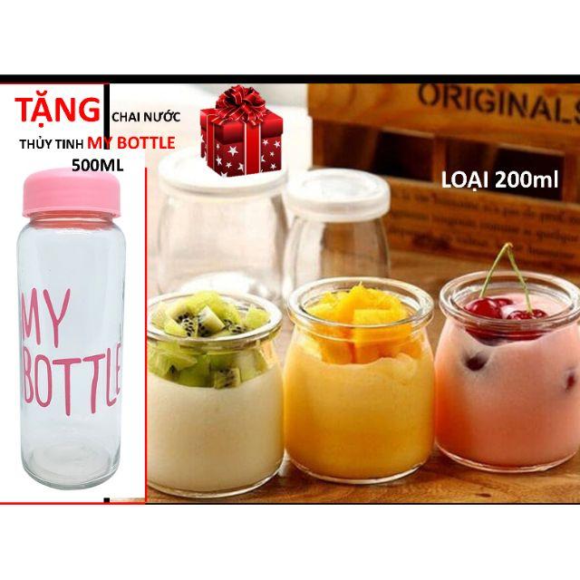 Bộ 12 Hũ Thủy Tinh Làm Sữa Chua 200ml, 100ml CÓ NẮP LOẠI 1