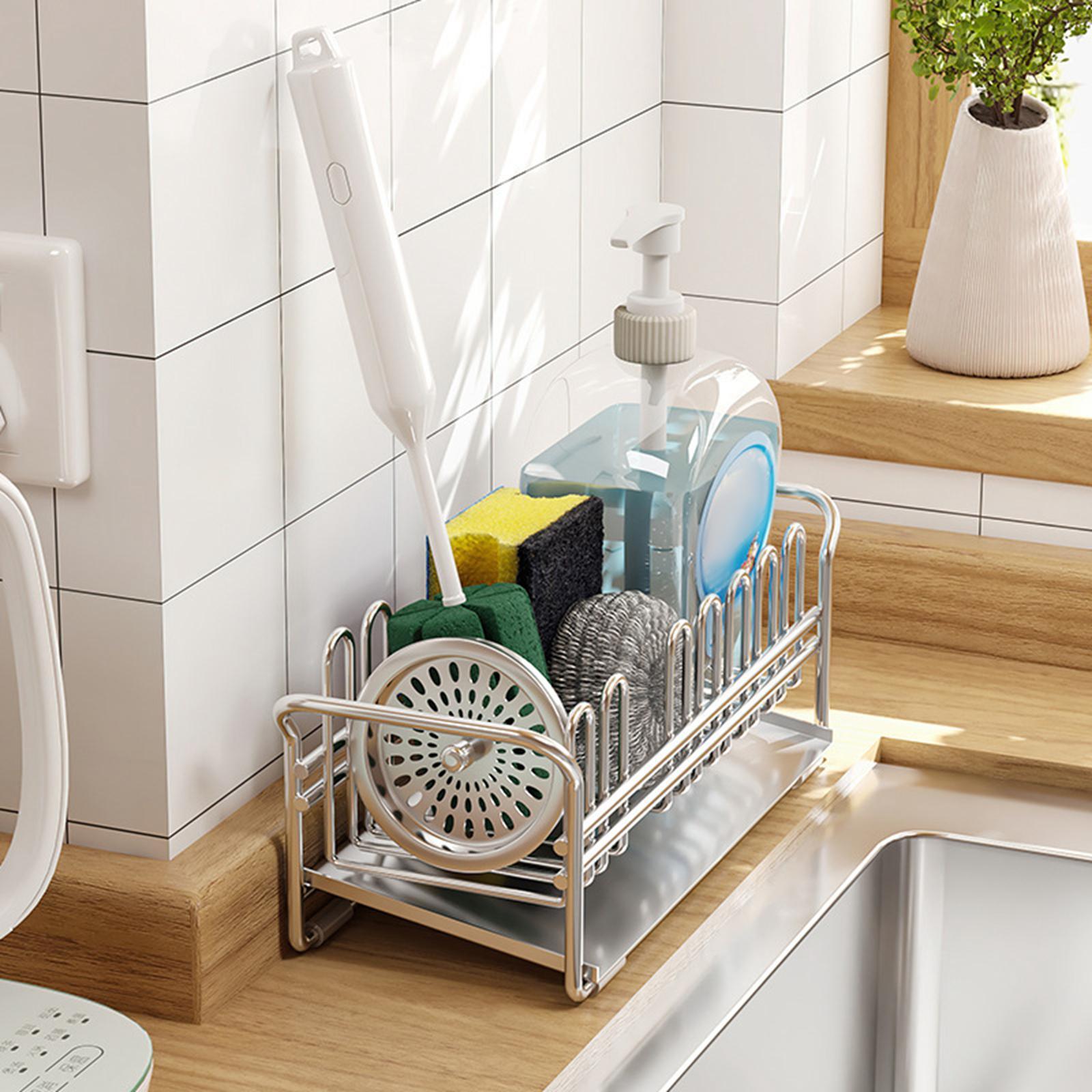 Sink Caddy Drain Holder Kitchen Organizer Soap Caddy Dish Rack Countertop