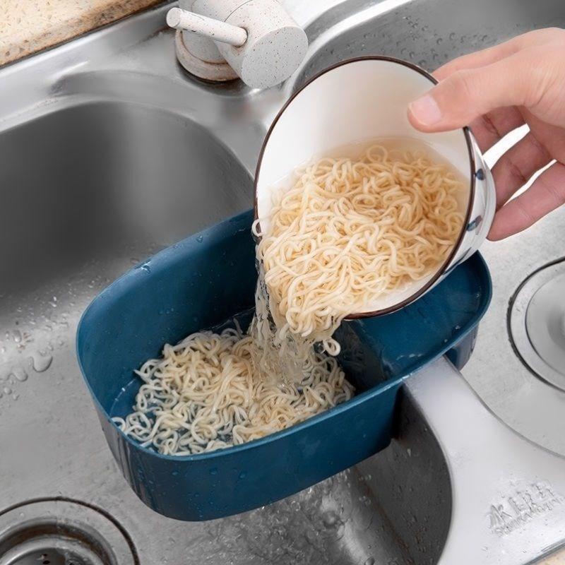 Rổ Khay Lọc Thức Ăn Thừa Gác Bồn Rửa Chén, Giỏ Lọc Rác Kèm Kệ Để Chùi Xoong Nồi Tiện Lợi, Đa Năng Cho Bồn Rửa Chén