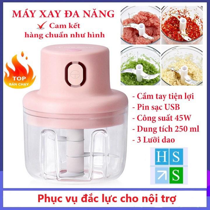 Máy Xay Tỏi Ớt Mini Cầm Tay Thể Tích 250ml Sạc Bằng Điện Có Cổng Sạc Usb, Dễ Sử Dụng