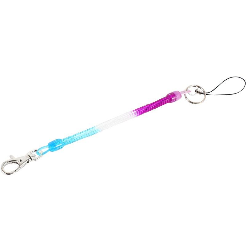 Lobster Hook Purple Blue Spring Stretchy Coil Keyring Keychain Strap Rope Cord