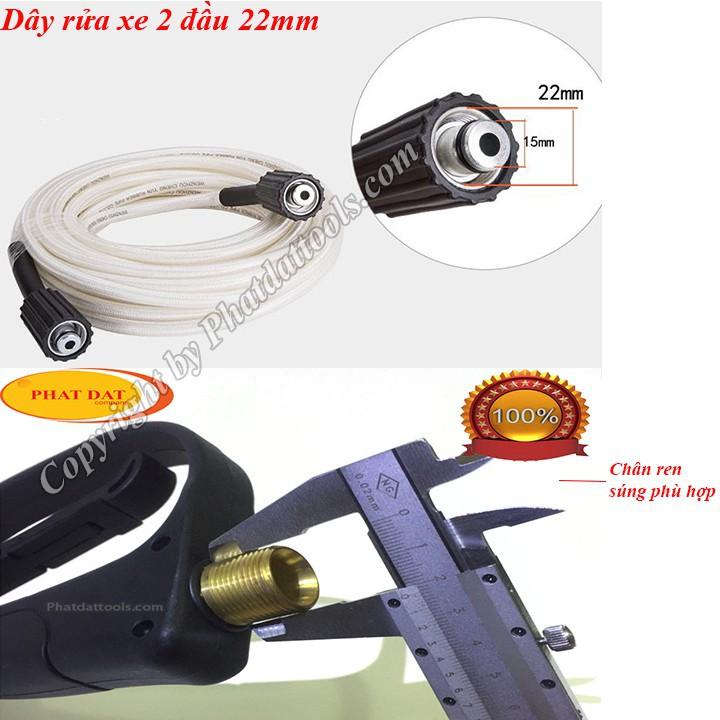 Cuôn dây rửa xe cao áp 10m-15m-20m cho máy rửa xe-Tặng kèm khớp nối dài dây rửa xe-Màu Trắng