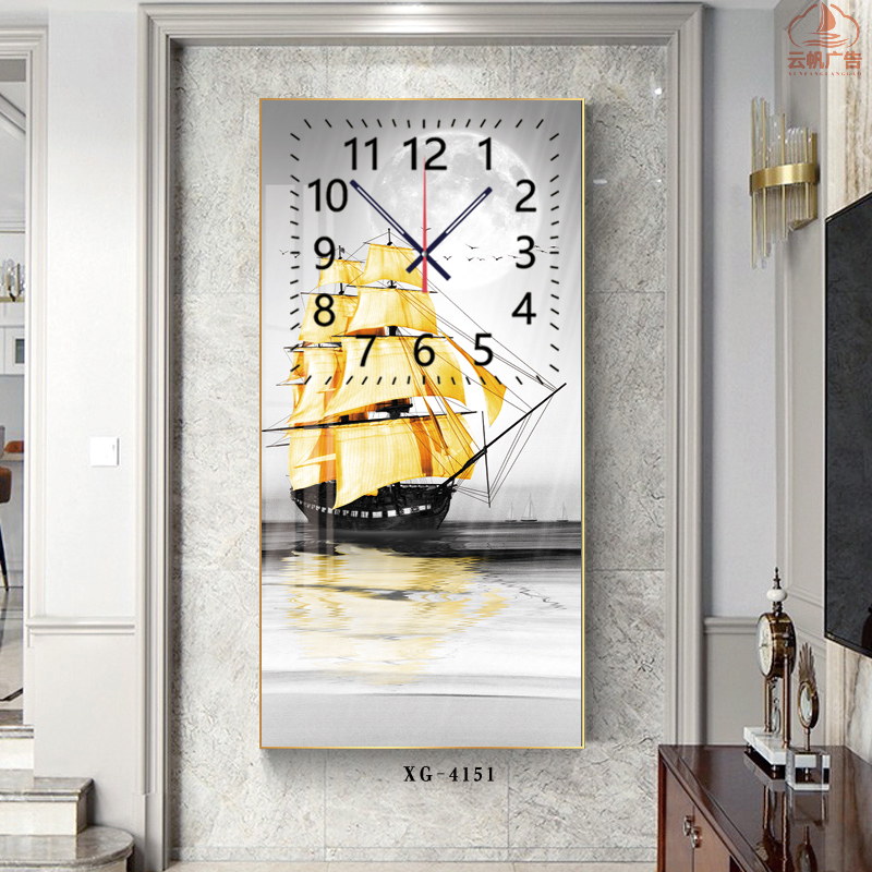 Tranh Tráng Gương Đồng Hồ Thuận Buồm Xuôi Gió Đem Tài Lộc Cho Gia Chủ