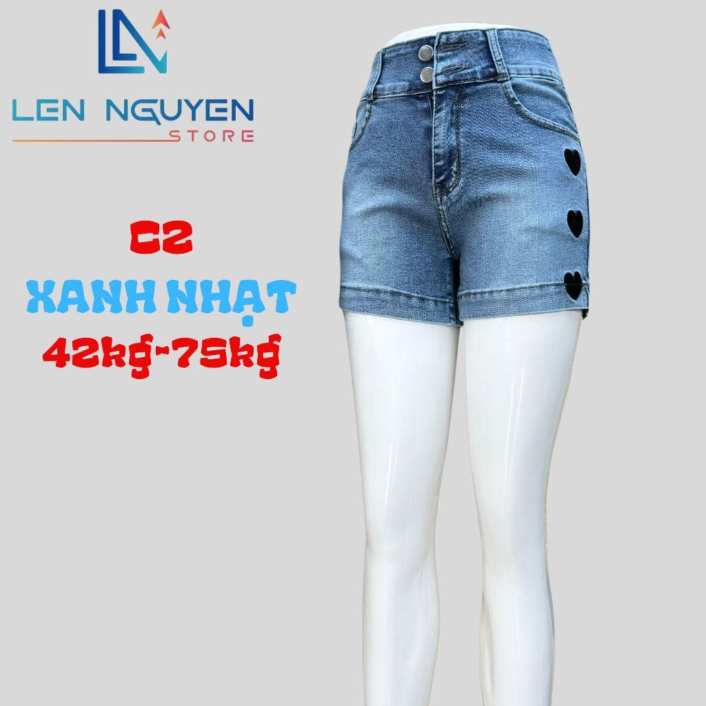 C2_Quần jean nữ, đùi, lưng cao, quần bò nữ dáng ôm, quần rin nữ có big size, cho 42kg đến 75kg,LEN NGUYEN STORE - Xanh Nhạt