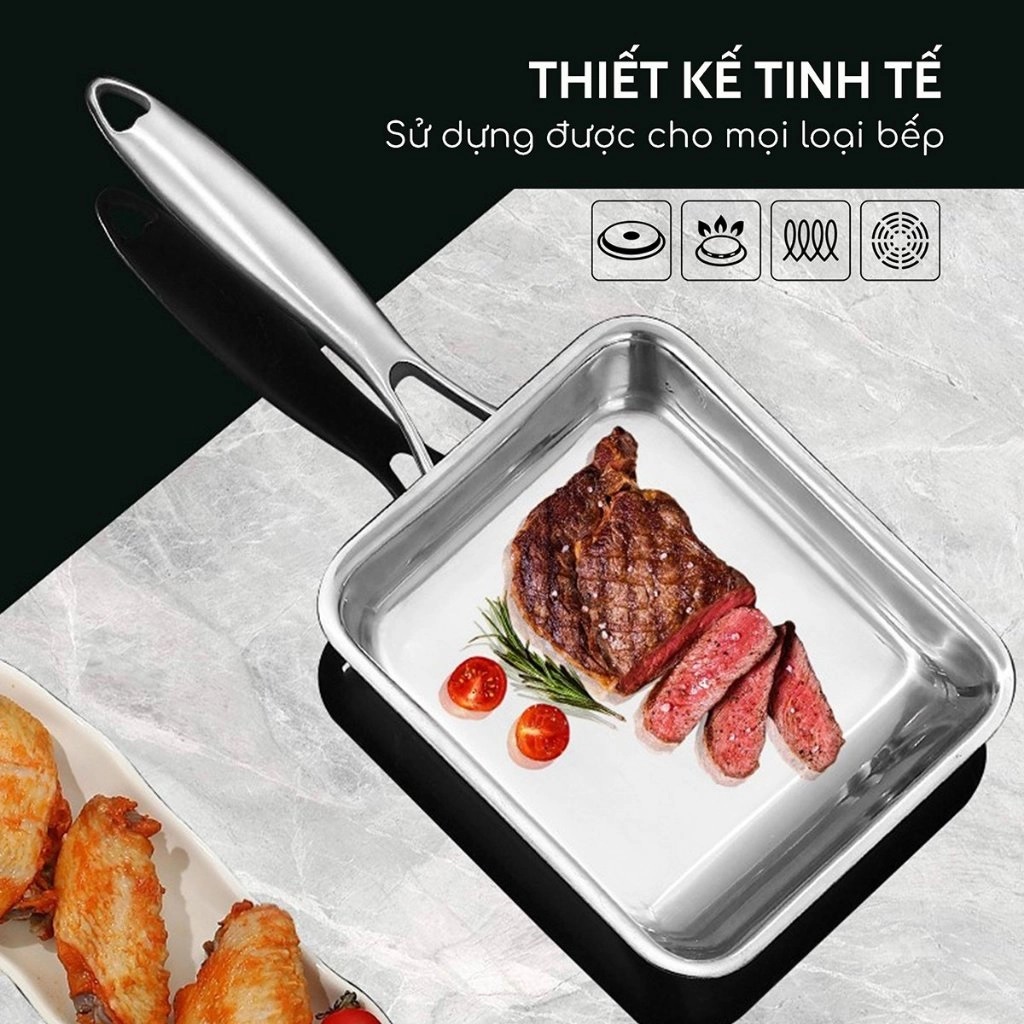 Chảo Vuông Inox 304 Đúc 5 Lớp SEKA SK6020 - Hàng Chính Hãng