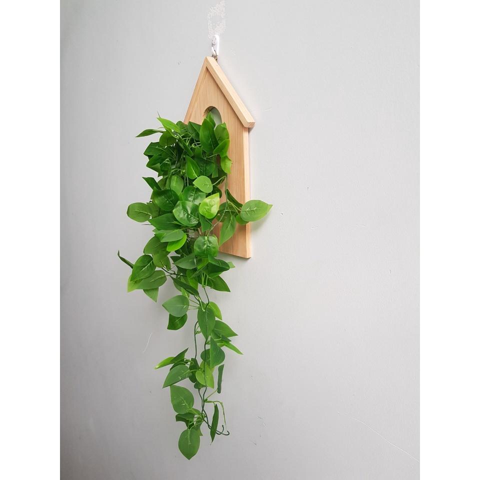 Kệ Gỗ Treo Tường Hình Mái Nhà Độc Đáo Kèm Bình Thuỷ Tinh Cắm Hoa, Trồng Cây Thuỷ Sinh Trang Trí Ban Công