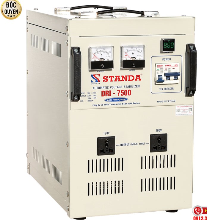 MÁY ỔN ÁP TỰ ĐỘNG ĐA CHỨC NĂNG STANDA 7.5KVA DẢI 90V-250V