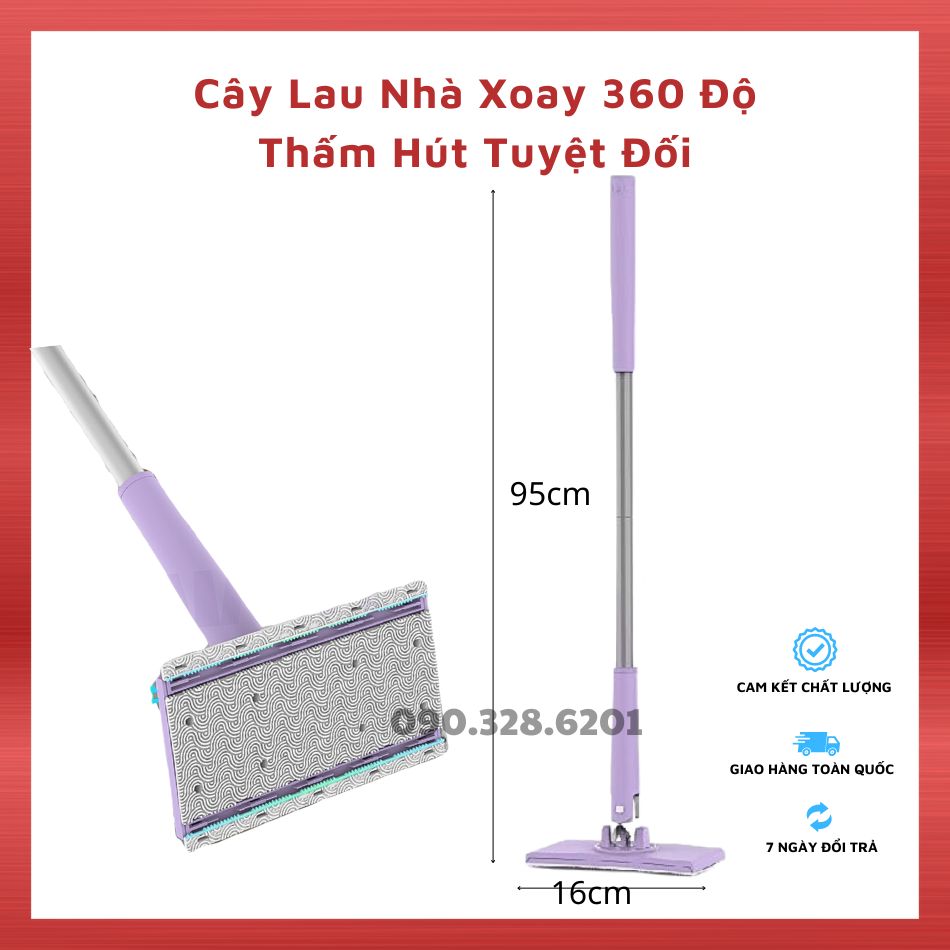 Cây lau nhà thông minh không cần giặt, kẹp khăn dùng 1 lần, chổi lau nhà đa di năng trên mọi bề mặt thế hệ mới