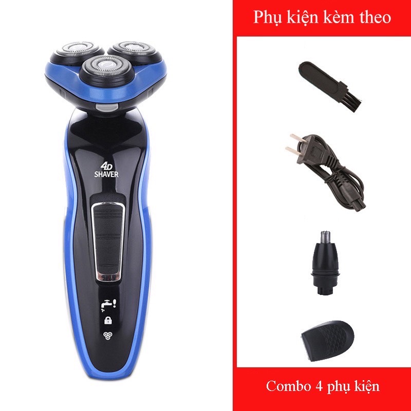 Máy Cạo Râu Đa Năng 3in1, tỉa lông mũi, tỉa tóc SHAVER 4D DS 7701 chống nước