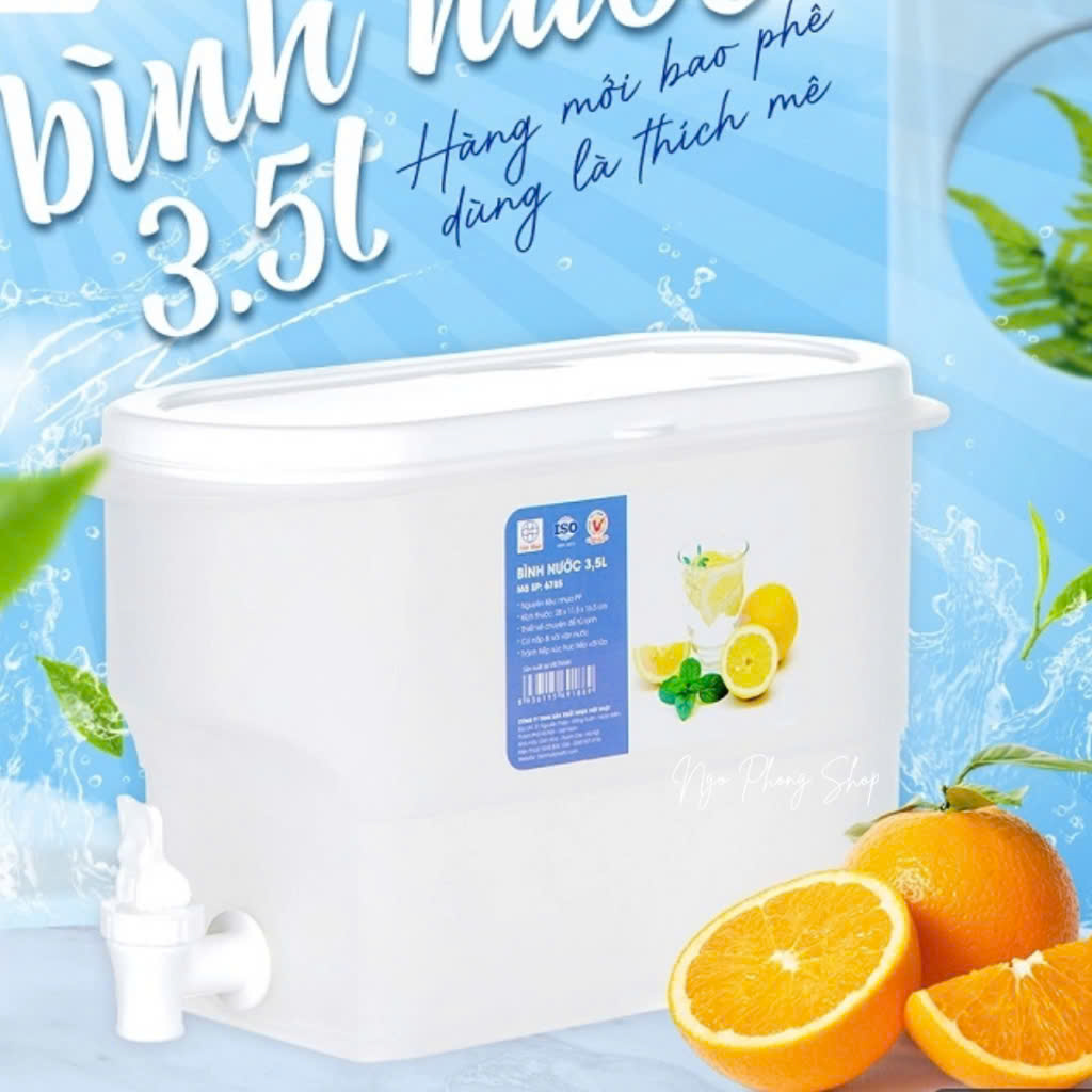 Bình Nước 3.5L Việt Nhật Có Vòi Để Tủ Lạnh ,Đựng Nước Trái Cây Tiện Lợi Đa Năng ( Tặng kèm sticker)