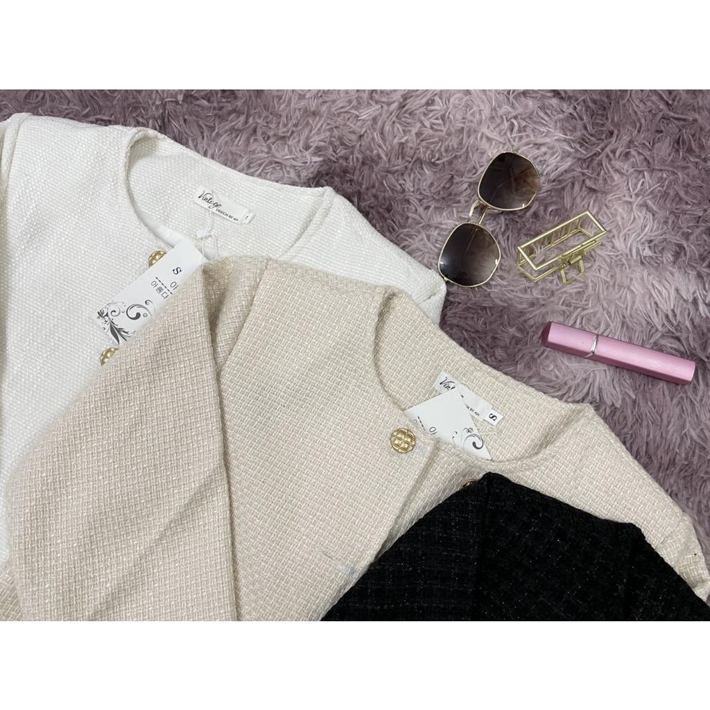 Áo Khoác Dạ Tweed Cúc Đồng 4 Màu 2 Lớp Có Đệm Vai (Kèm ảnh thật và Video) - Sarang Clothing