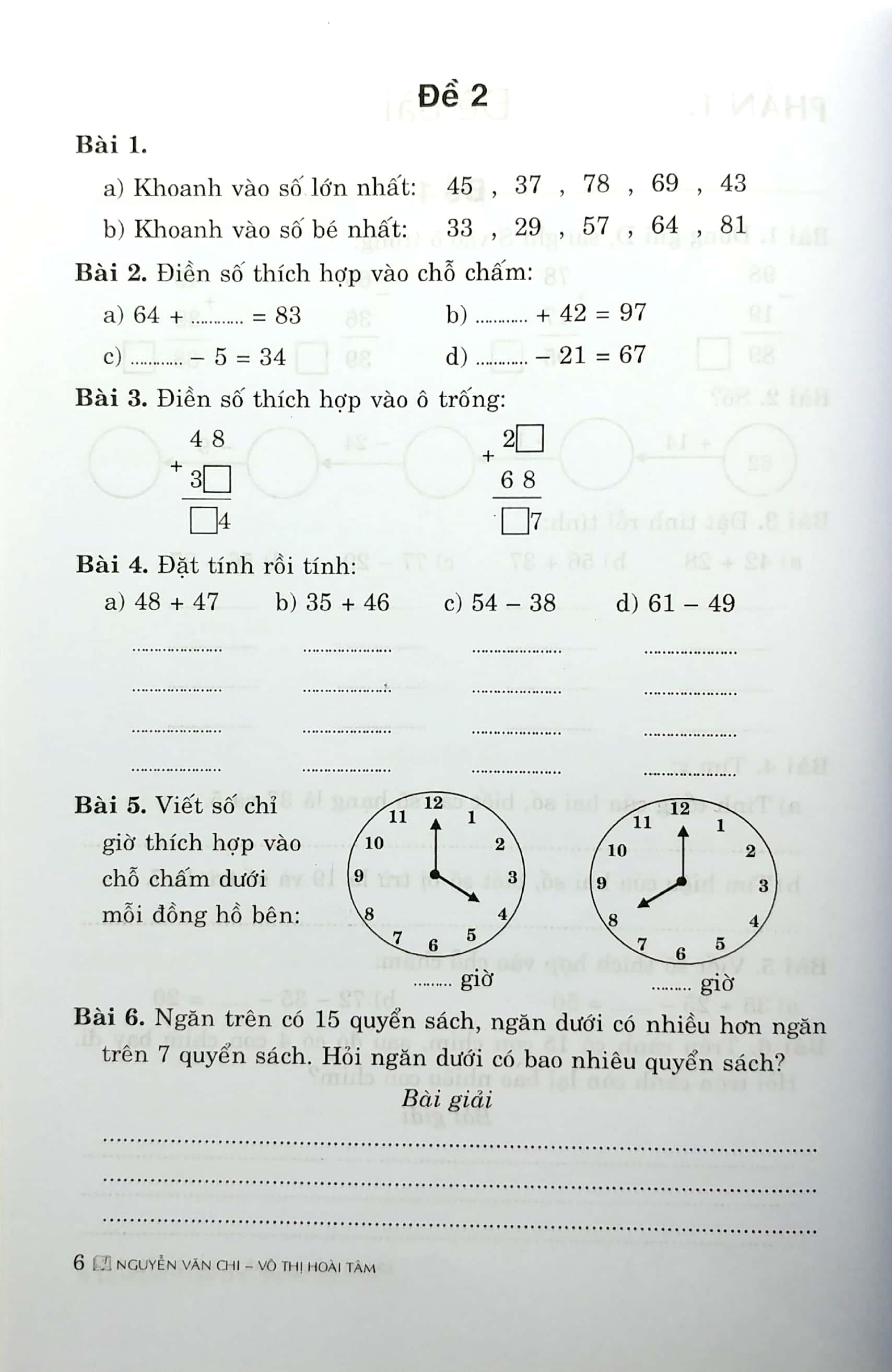 100 Đế Kiểm Tra Định Kì Toán Lớp 2 - Tập 1