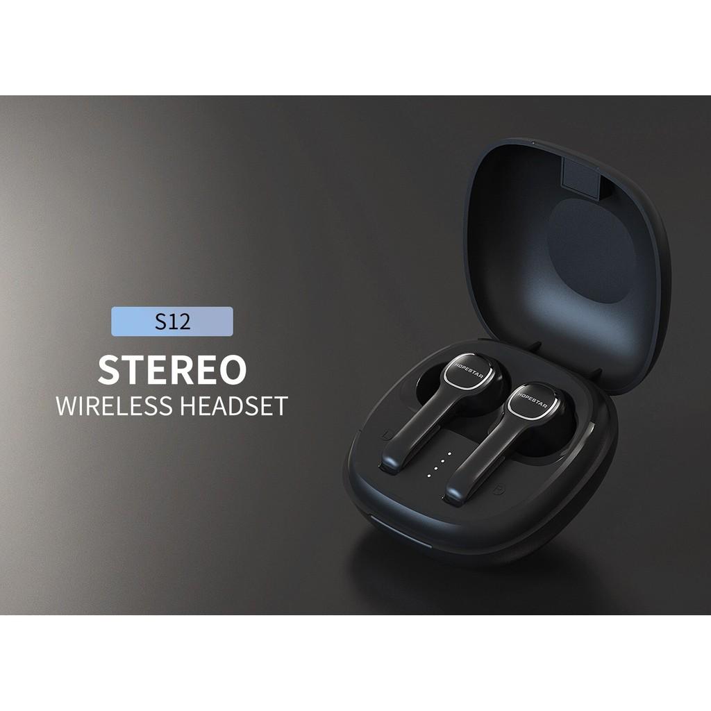 Tai nghe Bluetooth TWS Headset Hopestar S12 V5.0 kết nối từng tai riêng lẻ, âm thanh cực hay, pin dùng đến 4H (HÀNG CHÍNH HÃNG)