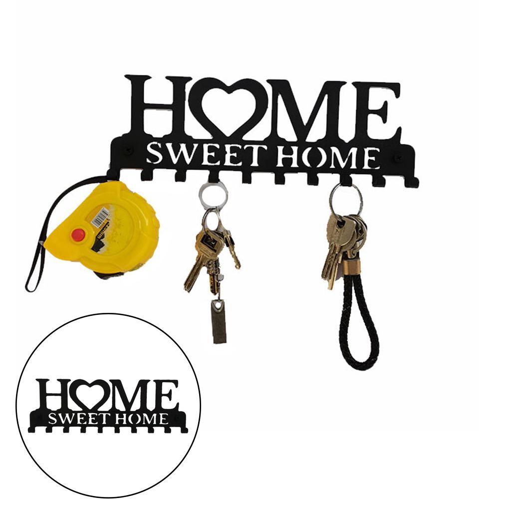 2xWall Mounted Key Holder 10 Hooks Iron Wall Hanger Storage Rack Organizer