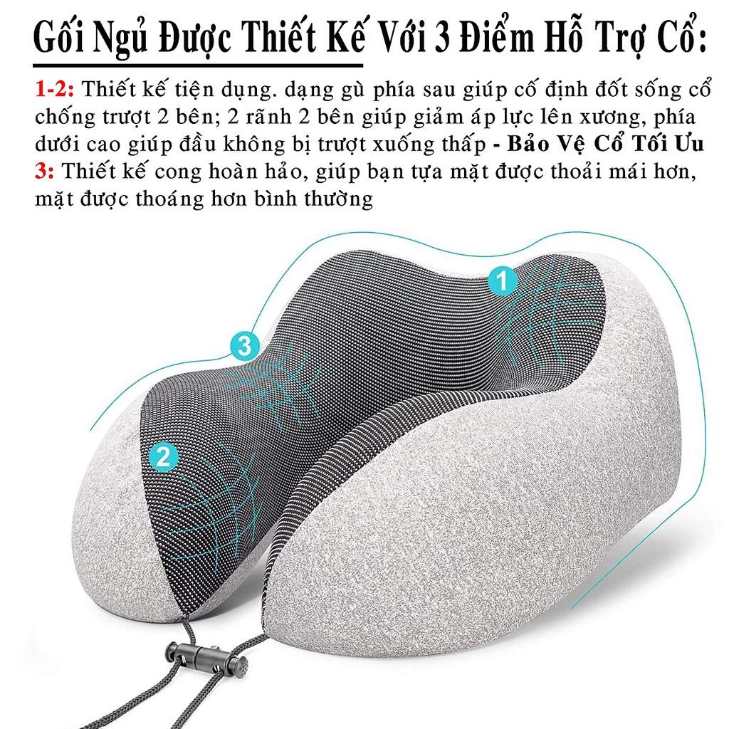 Gối Ngủ Văn Phòng Du Lịch Chữ U Tặng Kèm Bịt Mắt, Bịt Tai Chống Mỏi Chất Liệu Memory Foam - Hãng dododios