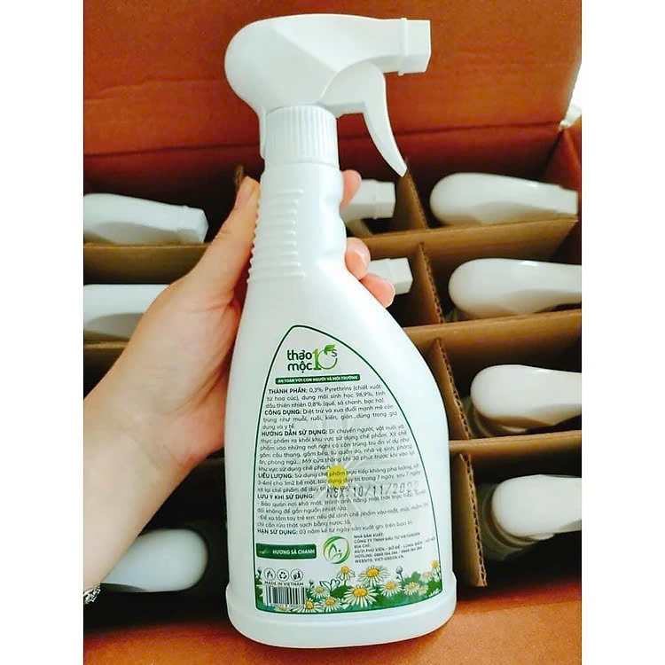 Diệt Côn Trùng Gián, Kiến, Kiến Ba Khoang, Muỗi, Ruồi, Mọt 100% Sinh Học Thảo Mộc Hương Sả Chanh Chai Xịt 500ml An Toàn Cho Sức Khỏe Em Bé Và Người Già