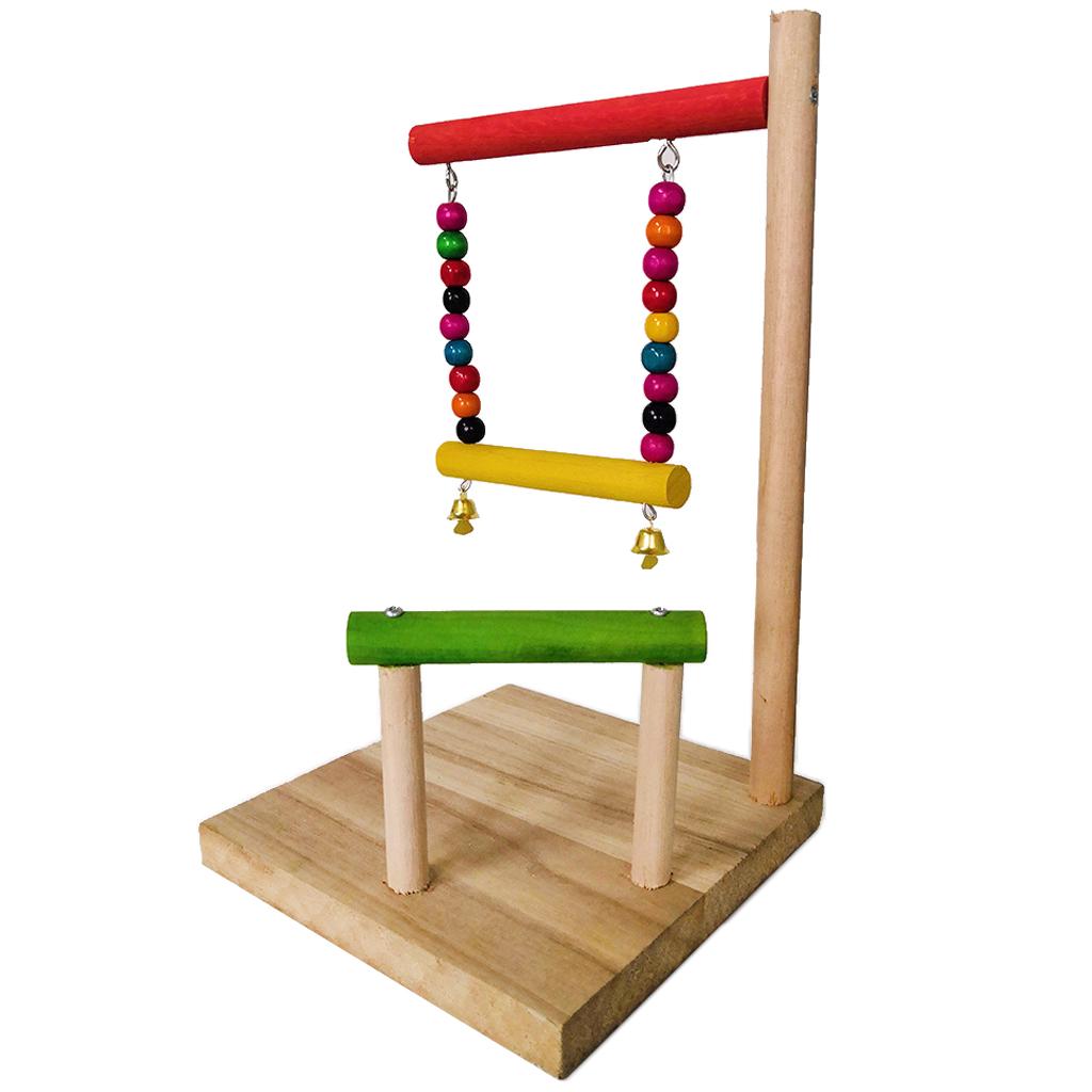 Pet  Parrot Bird Climb Stand Perch Stand Wooden Birds Chew Cage Swing Toys