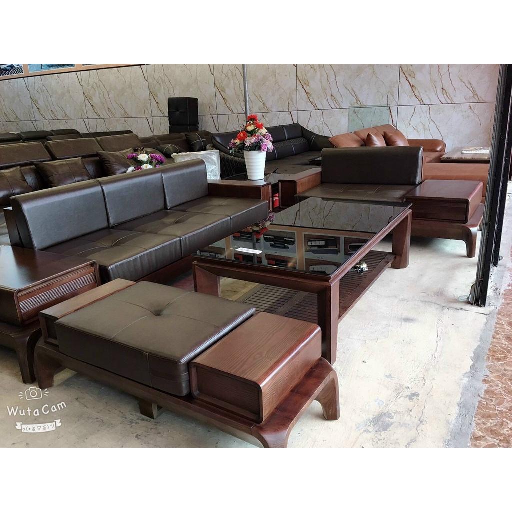 Bộ ghế Sofa 2 văng gỗ sồi hiện đại
