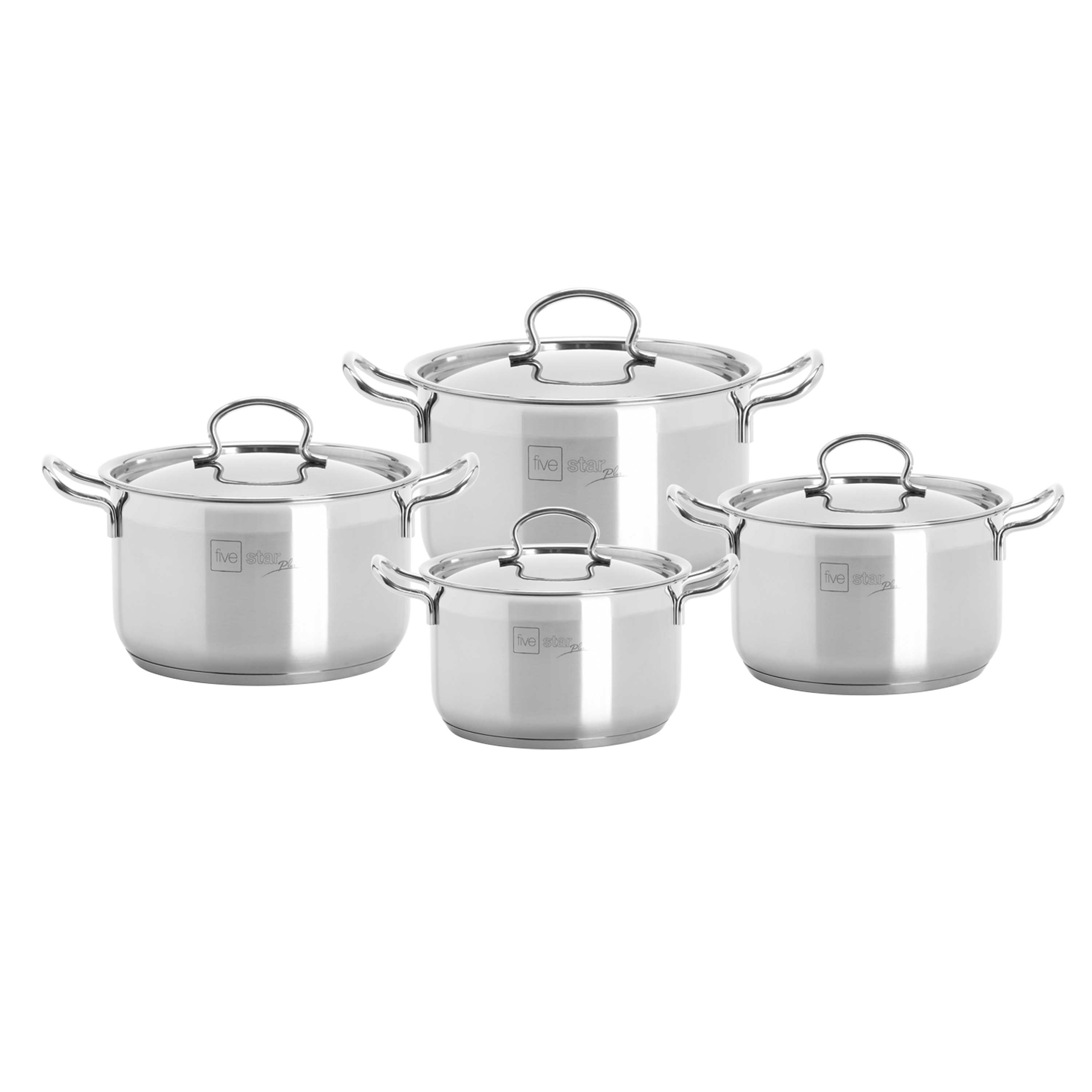 Bộ nồi Fivestar inox 304 bếp từ 3 đáy 4 món FS08-CV tặng bộ thau rổ- Hàng Chính hãng