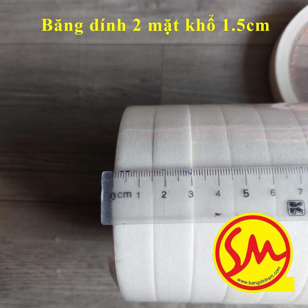 BĂNG DÍNH 2 MẶT khổ 1.5cm THÔNG DỤNG trong đời sống hàng ngày