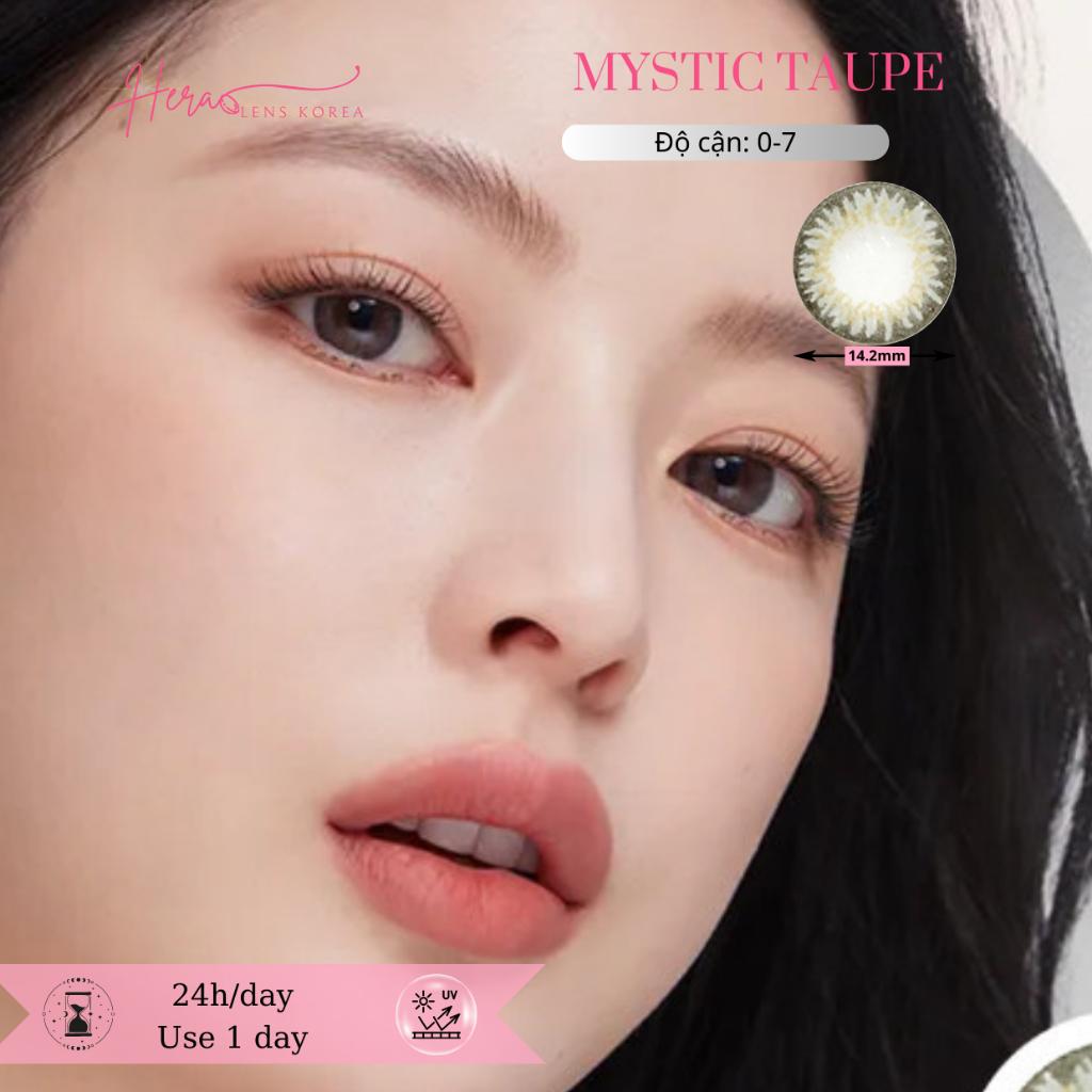 Kính Áp Tròng Hera Xám Nâu Ma Mị 0 - 7 Độ MYSTIC TAUPE Nhập Khẩu Hàn Quốc Lens Cận 1 Ngày (1 cặp)