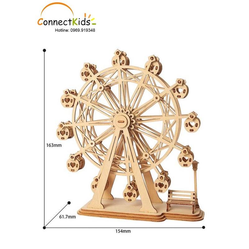 Tự Ráp Mô Hình Gỗ 3D  Trưng Bày Đu Quay Ferris Wheel