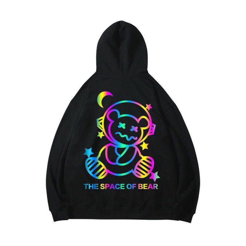Áo Hoodie Nỉ Nam Nữ From Rộng Unisex In Dạ Quang Phát Sáng Hình Gấu Cực Hot Chất Nỉ Ngoại Dày Dặn (bear)