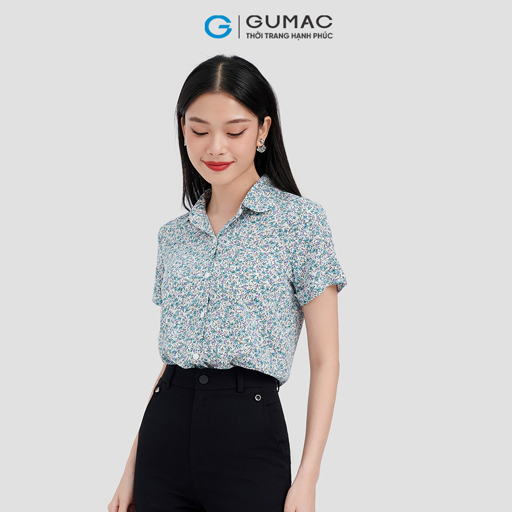 Áo sơ mi nữ GUMAC LA1013 tay ngắn bâu tròn phong cách
