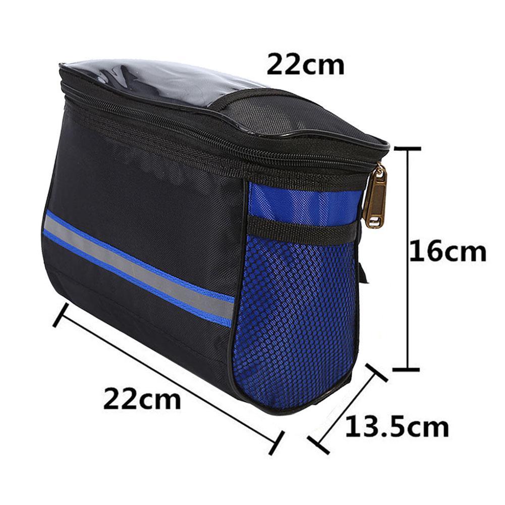 Bicycle Basket Handlebar Bag Reflective Tape Touchable Transparent Phone Bag Mountain Bike Front Pocket Cycling Storage Bag