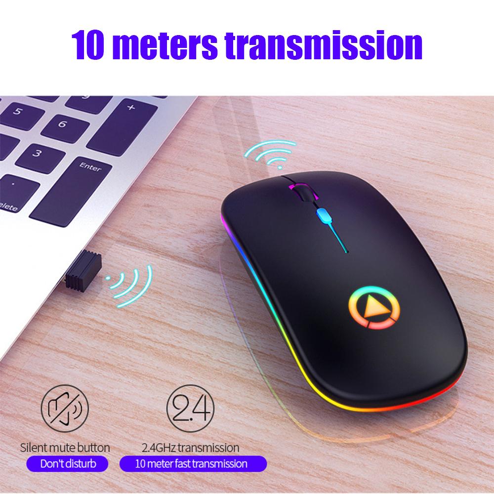 Chuột Không Dây RGB Bluetooth-Tương Thích Máy Tính Im Lặng Sạc Thiết Chuột Quang Chơi Game Máy Tính Laptop